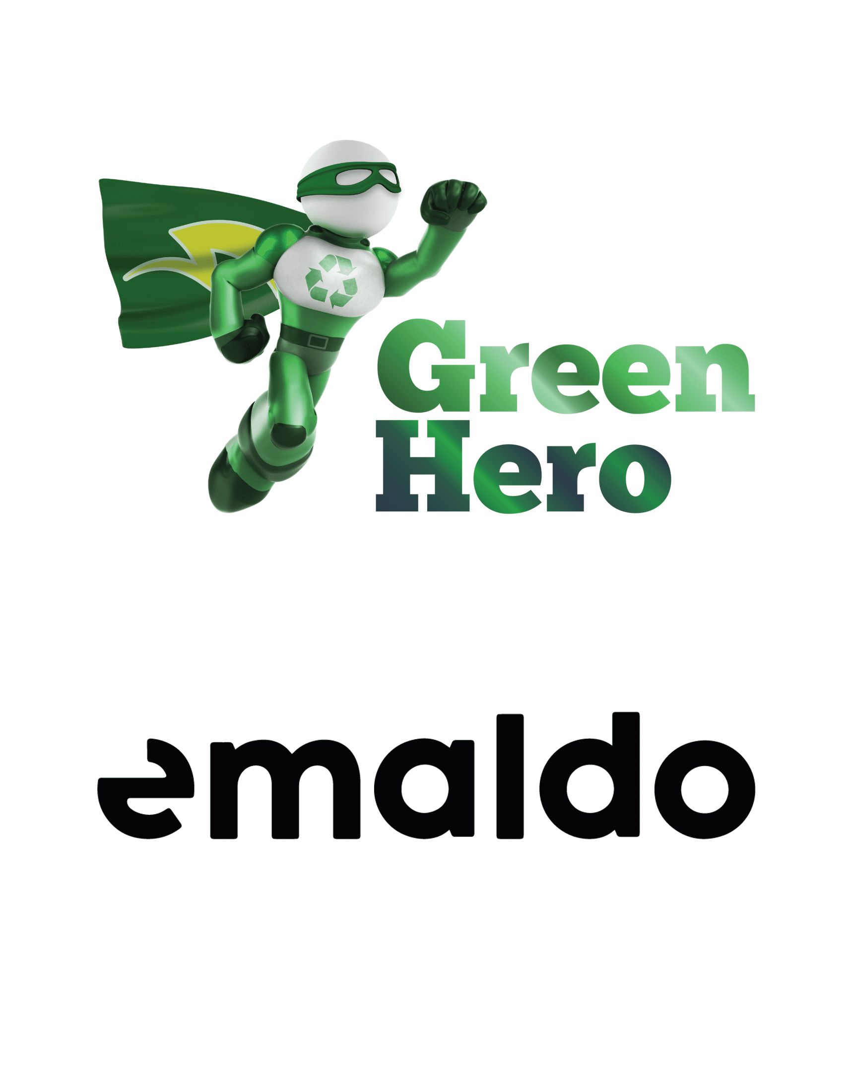 Bilden visar logotyper från Solkraft Sveriges samarbetspartners Green Hero och Emaldo.